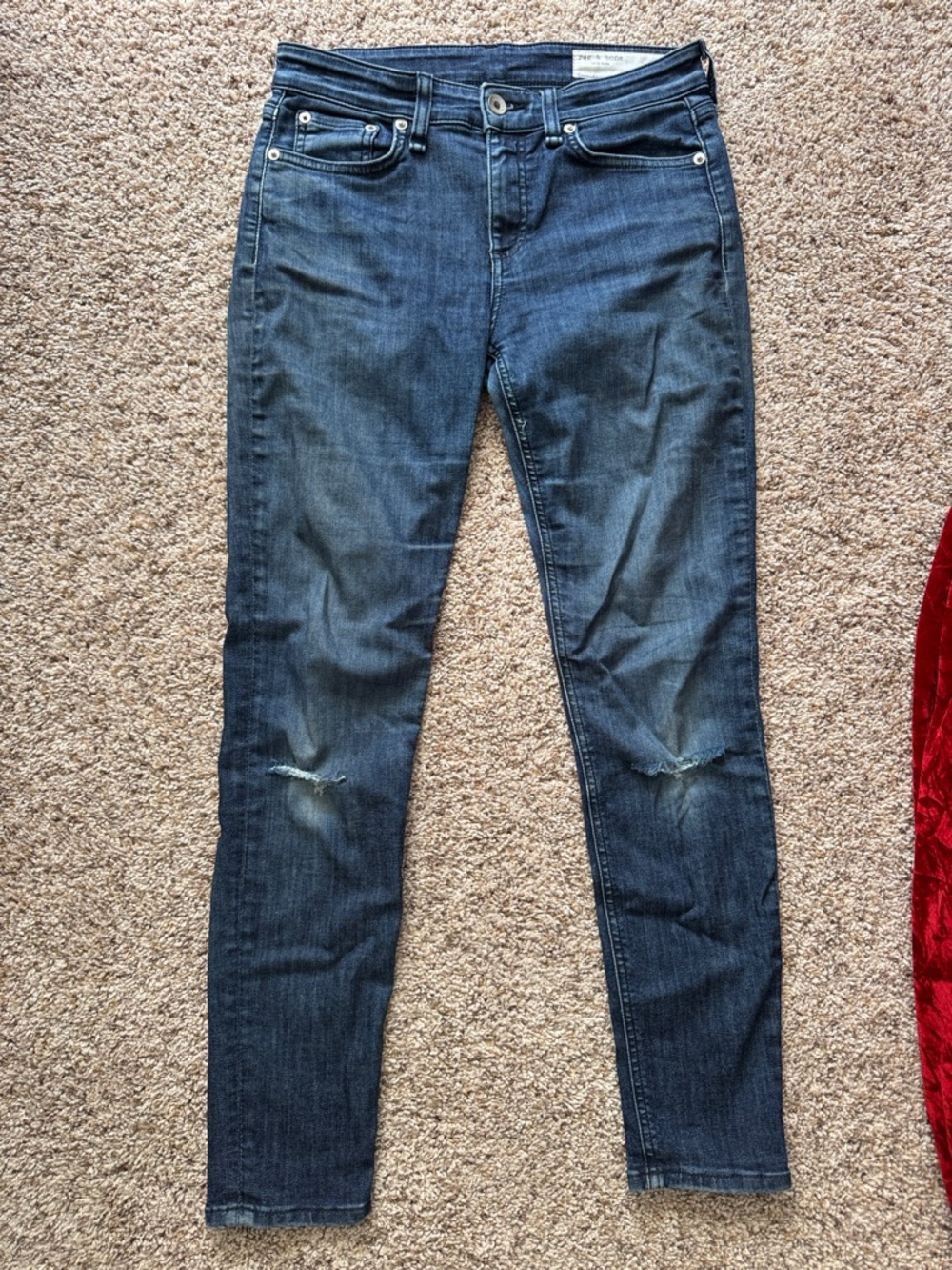rag & bone “Cate Mid Rise Ankle Skinny” Jean with Knee Distress
